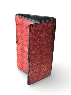 Vintage BOTTEGA VENETA woven leather Key Holder - red and black - luxury leather